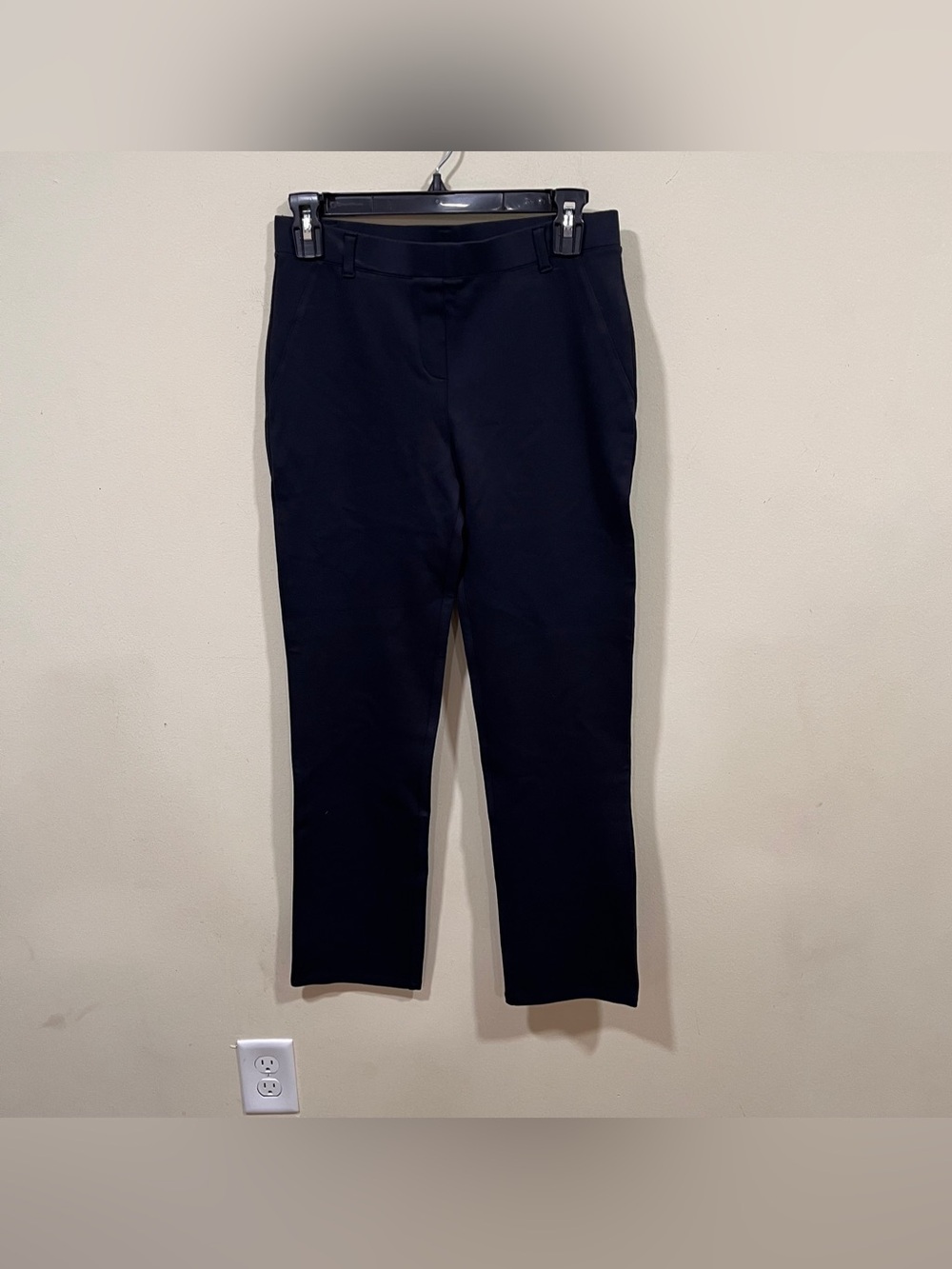NWT Quince Slim Cropped Twill Navy small petite Ultra Stretch Ponte Straight Leg - Picture 2 of 10